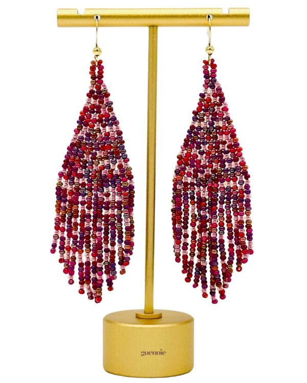 Berry Delight Gold Hook Fringe Earrings