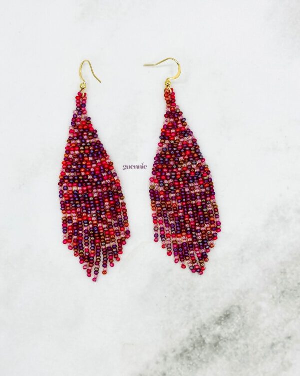 Berry Delight Gold Hook Fringe Earrings