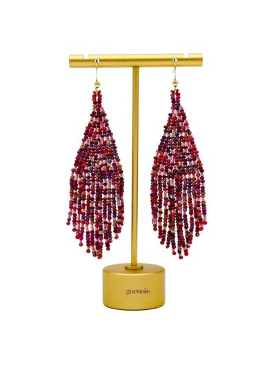 Berry Delight Gold Hook Fringe Earrings