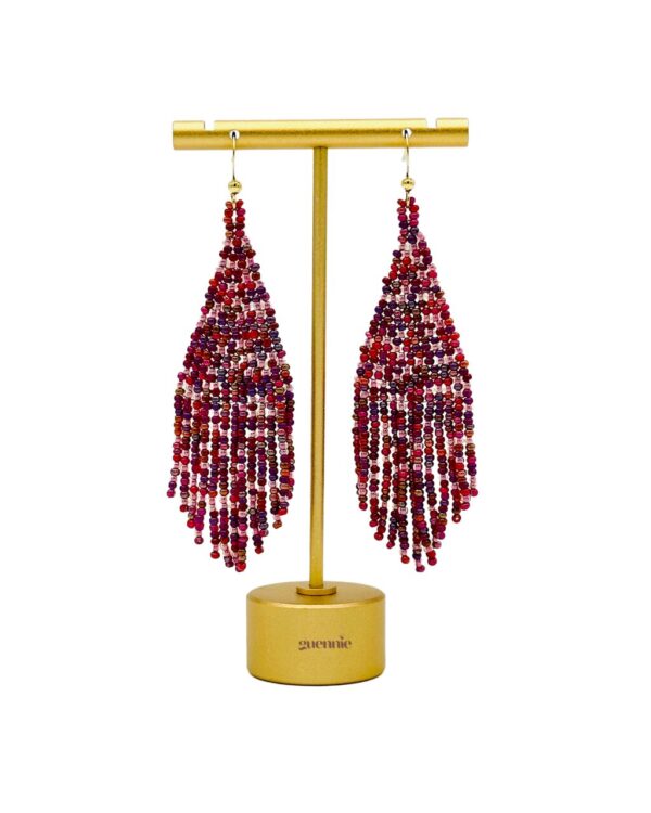 Berry Delight Gold Hook Fringe Earrings