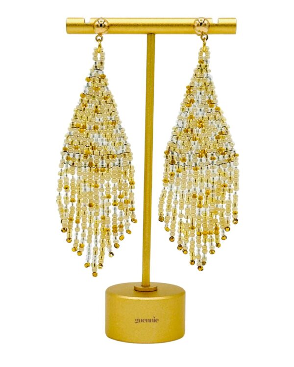 Pearl Elegance Gold Stud Fringe Earrings