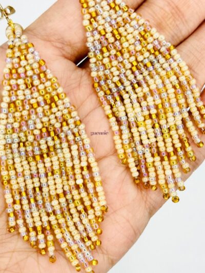 Pearl Elegance Gold Stud Fringe Earrings