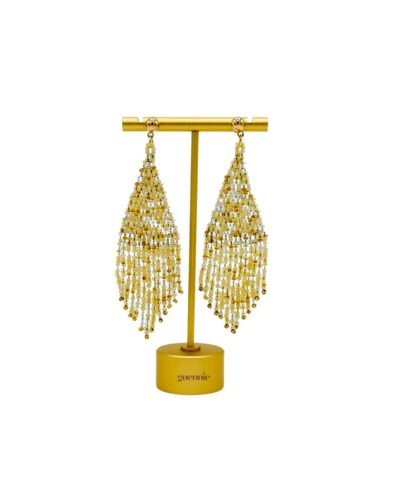 Pearl Elegance Gold Stud Fringe Earrings