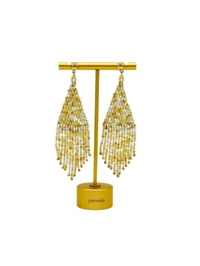 Pearl Elegance Gold Stud Fringe Earrings