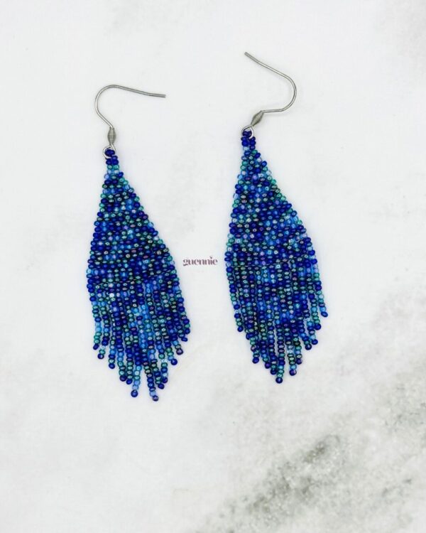 Sapphire Sizzle Silver Hook Fringe Earrings