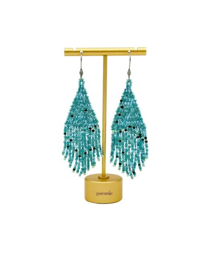 Seafoam Green Silver Hook Fringe Earrings