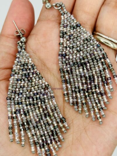 Sunken Treasure Silver Stud Fringe Earrings