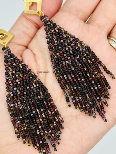 Whipped Chocolate Gold Diamond Stud Fringe Earrings