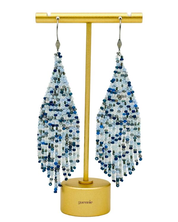 blue denim fringe earrings