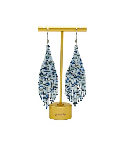 blue denim fringe earrings