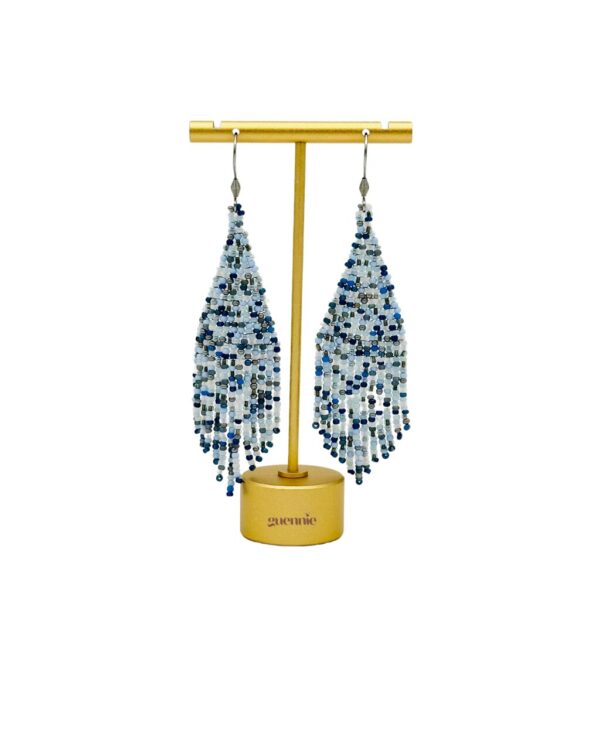 blue denim fringe earrings