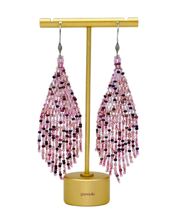 carnival pink fringe earrings