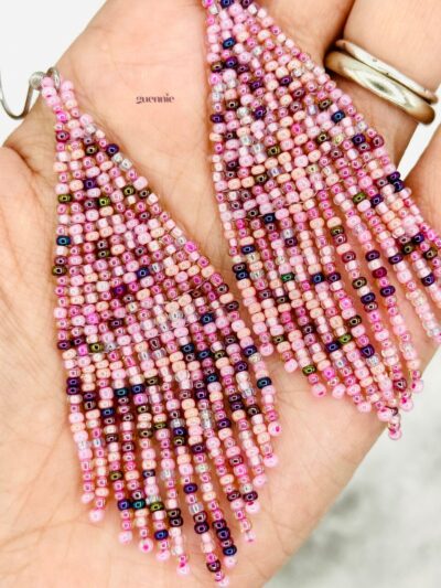 carnival pink fringe earrings